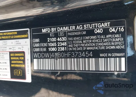 2017 Mercedes-Benz C 300 4Matic from USA, damaged, VIN WDDWJ4KB0HF373454